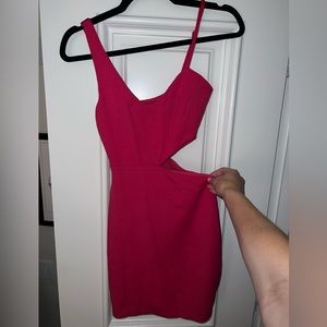 Hot pink mini cutout dress